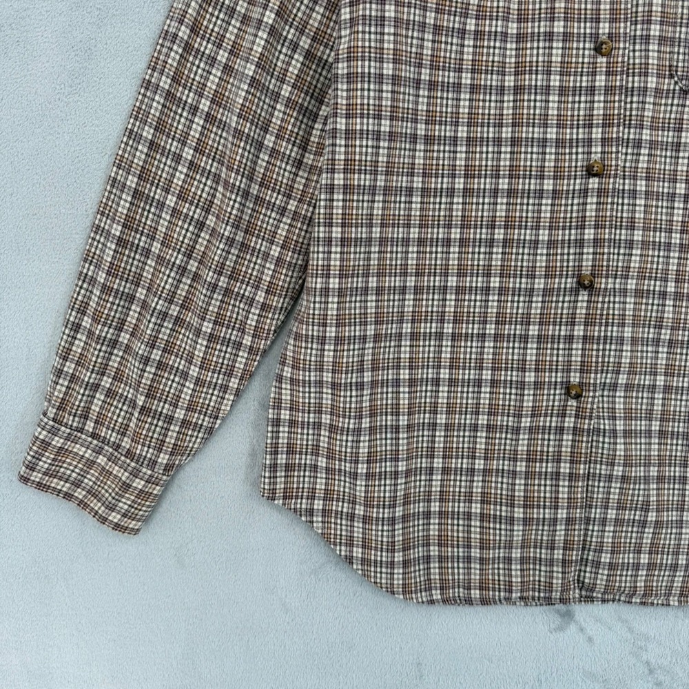 Vintage Abercrombie & Fitch Brown Plaid Cotton Button Down Shirt Womens Size L - Picture 10 of 14